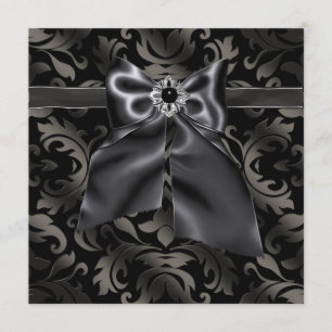 Schwarze Abendgarderobe-Party Schwarze Damast-Part Einladung
