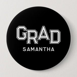 Schwarze Abitur-Feier mit individuellem Namen Button