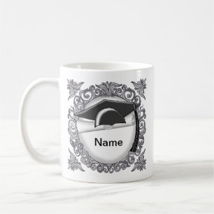 Schwarze Abschlussmütze benutzerdefinierter Becher Tasse