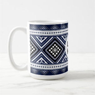 Schwarze Abstrakte ethnisch geometrische Muster mi Kaffeetasse