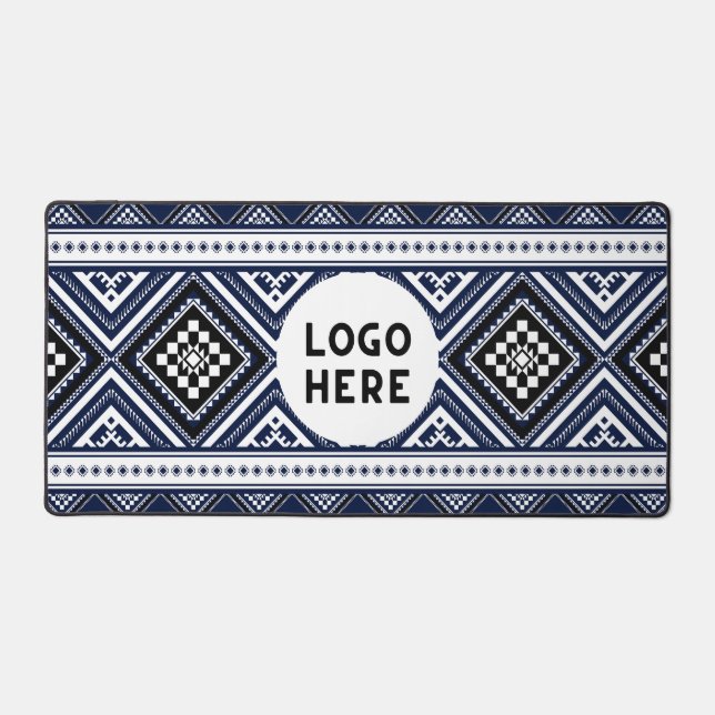 Schwarze Abstrakte ethnisch geometrische Muster mi Schreibtischunterlage (Vorderseite)