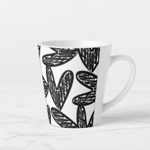 Schwarze abstrakte Herz-Latte-Mug Milchtasse