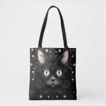Schwarze Abstrakte moderne Cat Graphic-Tasche