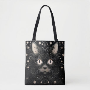 Schwarze Abstrakte moderne Cat Graphic-Tasche