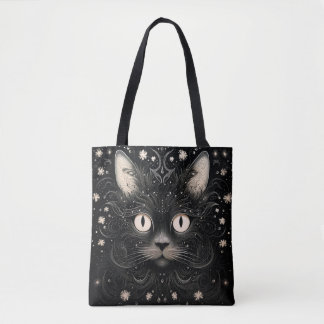 Schwarze Abstrakte moderne Cat Graphic-Tasche