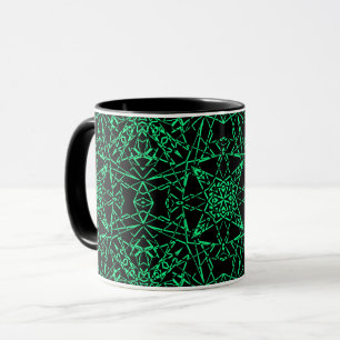 Schwarze abstrakte, moderne Spinnennetzlinien neon Tasse
