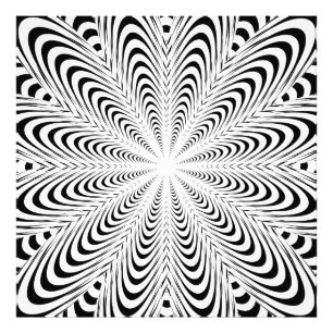 Schwarze abstrakte optische Täuschungs-Blume Fotodruck