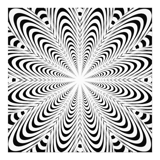 Schwarze abstrakte optische Täuschungs-Blume Fotodruck (Vorne)