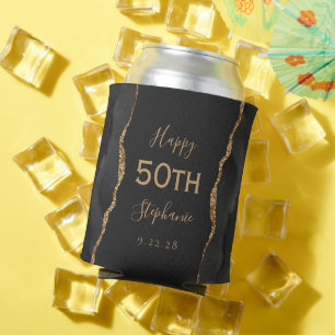 Schwarze Achat-Gold-Dunkle 50. Geburtstagsfeier Dosenkühler