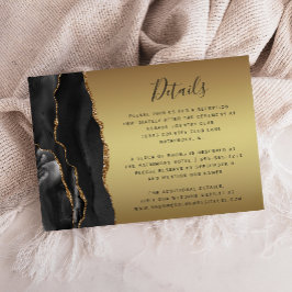 Schwarze Achat-Gold-Ombre-Script-Hochzeitsdetails Begleitkarte