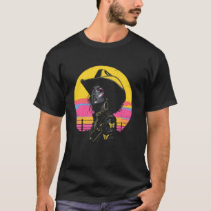 Schwarze Afrikanische Amerika Cowgirl Western Rode T-Shirt