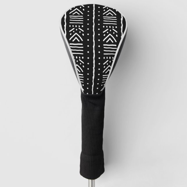 Schwarze afrikanische Bogolan-Golf-Driver-Abdeckun Golf Headcover (Vorderseite)