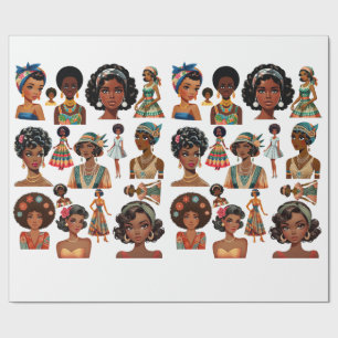 Schwarze afrikanische Frau Modekunst 20er bis 70er Geschenkpapier