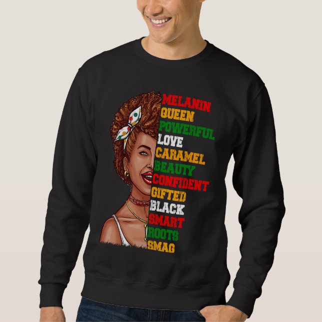 Schwarze afrikanische Königin Worte Mädchen Afro N Sweatshirt (Vorderseite)