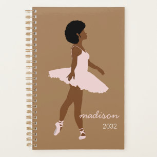 Schwarze Afro-Frisur Ballerina Illustration Name Planer
