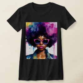 Schwarze Afro Haare und Sonnenbrillen Rainbow Art T-Shirt