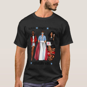 Schwarze afro-peruanische Ehefrau Peru-Flagge T-Shirt