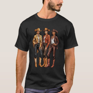 Schwarze Afroamerikanische Cowgirl Western Country T-Shirt