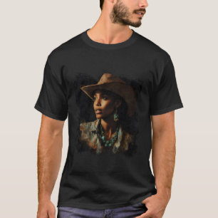 Schwarze afroamerikanische Kunstmalerei Frau Cowgi T-Shirt