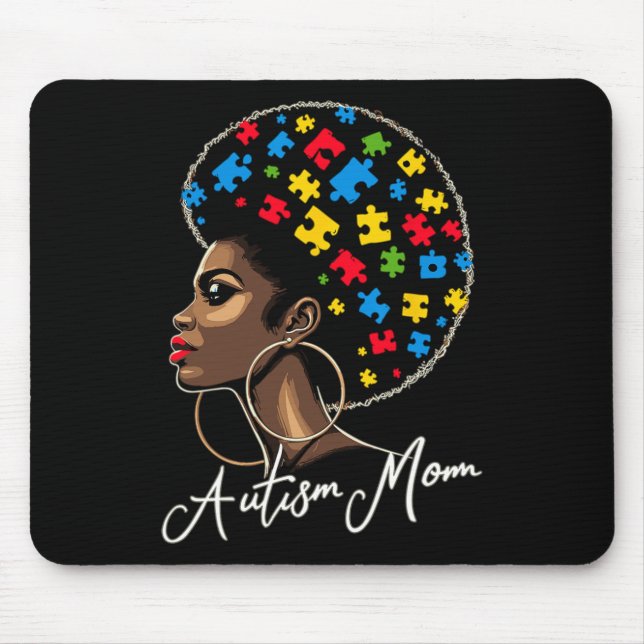 Schwarze afroamerikanische Mutter mit Autismus-Bew Mousepad (Vorne)