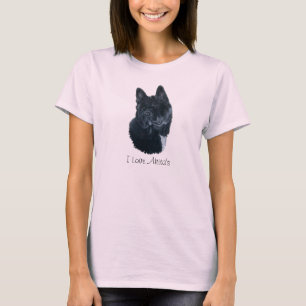 Schwarze Akita mit weißem Brusthund T-Shirt