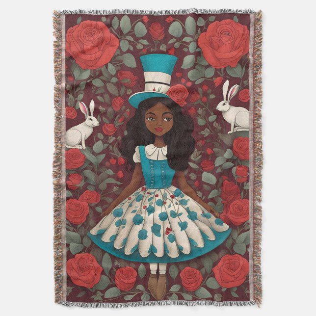 Schwarze Alice im Wunderland Decke (Vorderseite Vertikal)