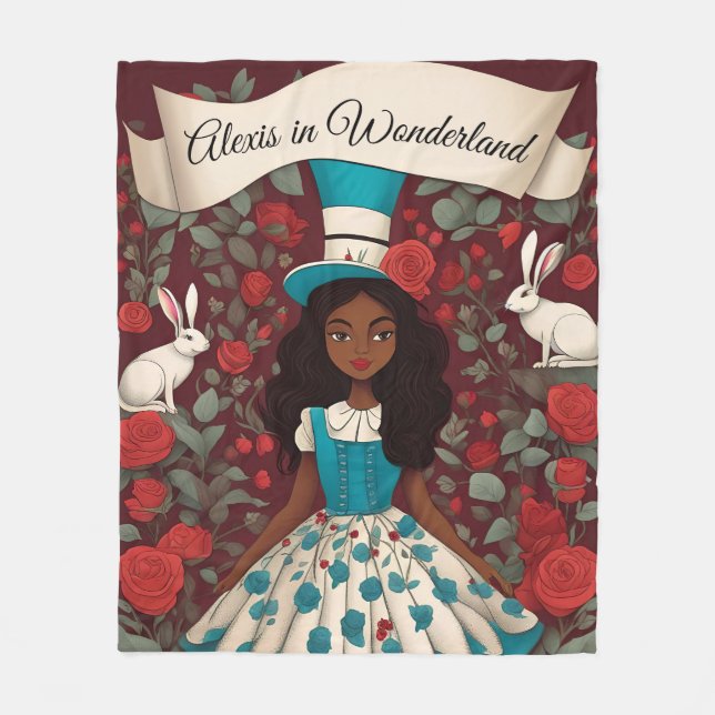Schwarze Alice im Wunderland Fleecedecke (Vorderseite)