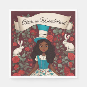 Schwarze Alice im Wunderland Serviette