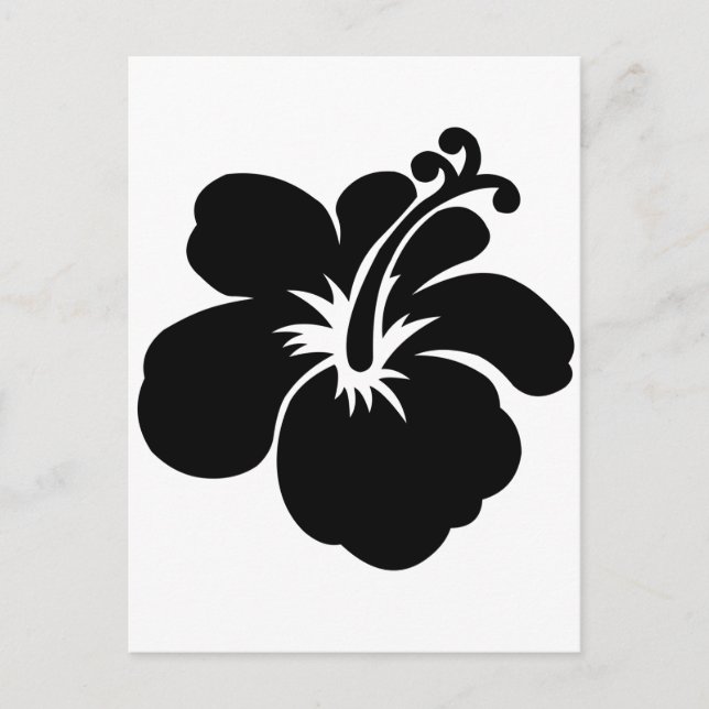 Schwarze Aloha-Blume Postkarte (Vorderseite)
