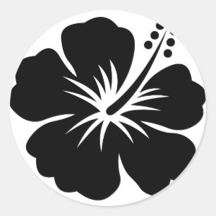 Schwarze Aloha Blume Runder Aufkleber