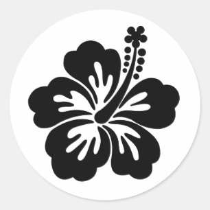 Schwarze Aloha Blume Runder Aufkleber