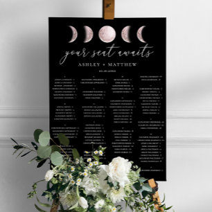 Schwarze Alphabetische Hochzeitstabelle   Mond Poster