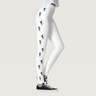 Schwarze Ameisen Muster auf Weiß Leggings