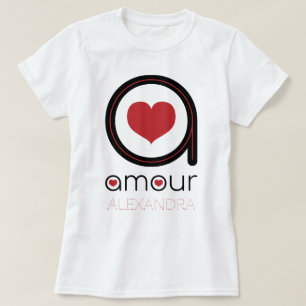 Schwarze Amour-Liebe, Rotes Herz, Name kundenspezi T-Shirt