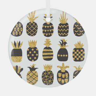 Schwarze Ananas: Einzigartiges texturiertes Set Ornament Aus Glas
