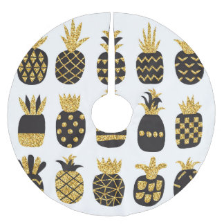 Schwarze Ananas: Einzigartiges texturiertes Set Polyester Weihnachtsbaumdecke