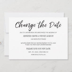 Schwarze Änderung des Datums der verzögerten Ankün Einladung