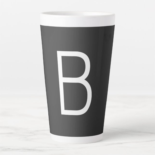 Schwarze Anfangsbuchstaben Monogram modern Milchtasse (Vorderseite)