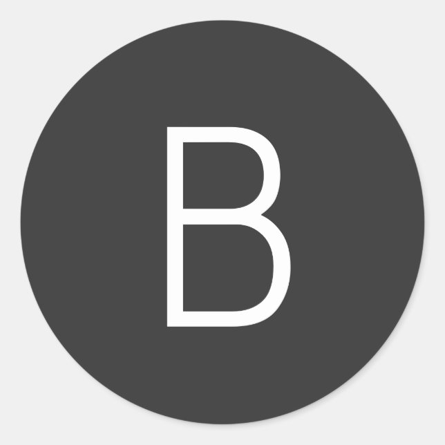 Schwarze Anfangsbuchstaben Monogram modern Runder Aufkleber (Vorderseite)