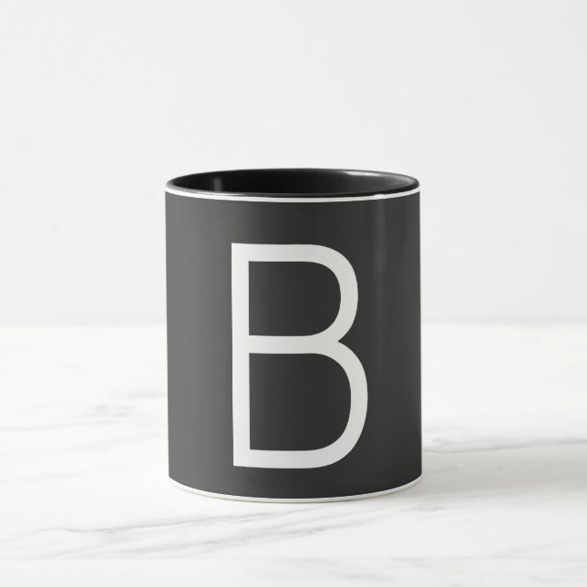 Schwarze Anfangsbuchstaben Monogram modern Tasse (Zentrum)