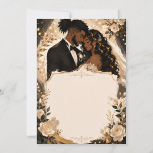 Schwarze Anime-Hochzeitseinladung für Paare Einladung