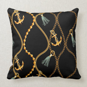 Schwarze Anker und Ketten Kissen