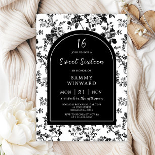 Schwarze Antique Chinoiserie Sweet Sixteen Einladung