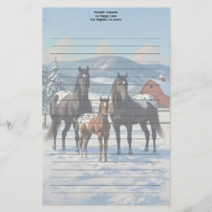 Schwarze Appaloosa Pferde auf einem Bauernhof im W Briefpapier