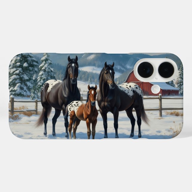 Schwarze Appaloosa Pferde auf einem Bauernhof im W Case-Mate iPhone Hülle (Rückseite (Horizontal))