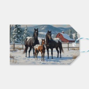 Schwarze Appaloosa Pferde auf einem Bauernhof im W Geschenkanhänger