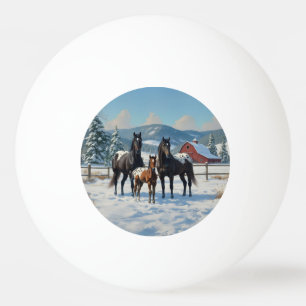 Schwarze Appaloosa Pferde auf einem Bauernhof im W Tischtennisball