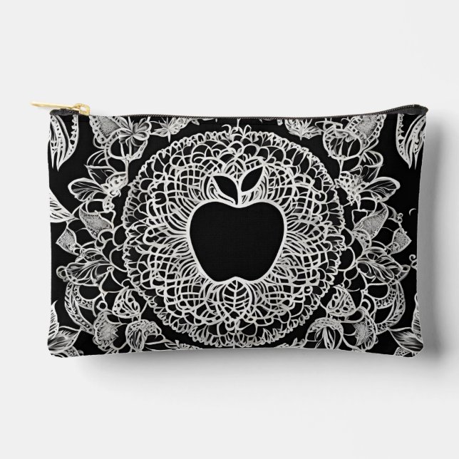 Schwarze Apple-KI-Kunst Zubehörtasche (Vorderseite)