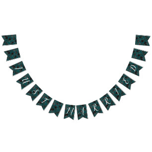 Schwarze Aquamarine Rose Gothic Elegante Hochzeit Wimpelkette