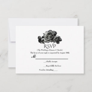Schwarze Aquarell-Rosen Elegante Hochzeits-RSVP-Ka RSVP Karte